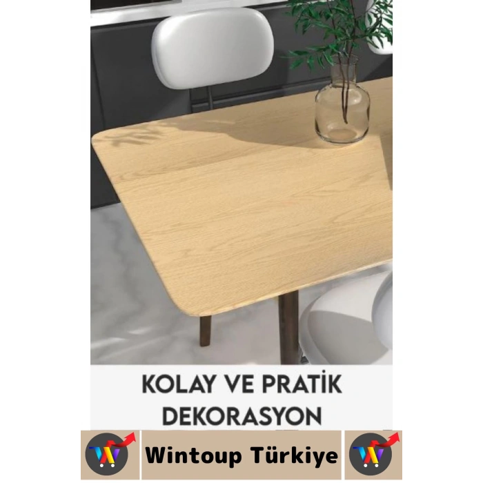 Kolay Temizlenir Su Yağ Neme Dayanıklı Şık Ahşap Görünümlü Kendinden Yapışkanlı Kaplama Kağıdı 5 Mtr