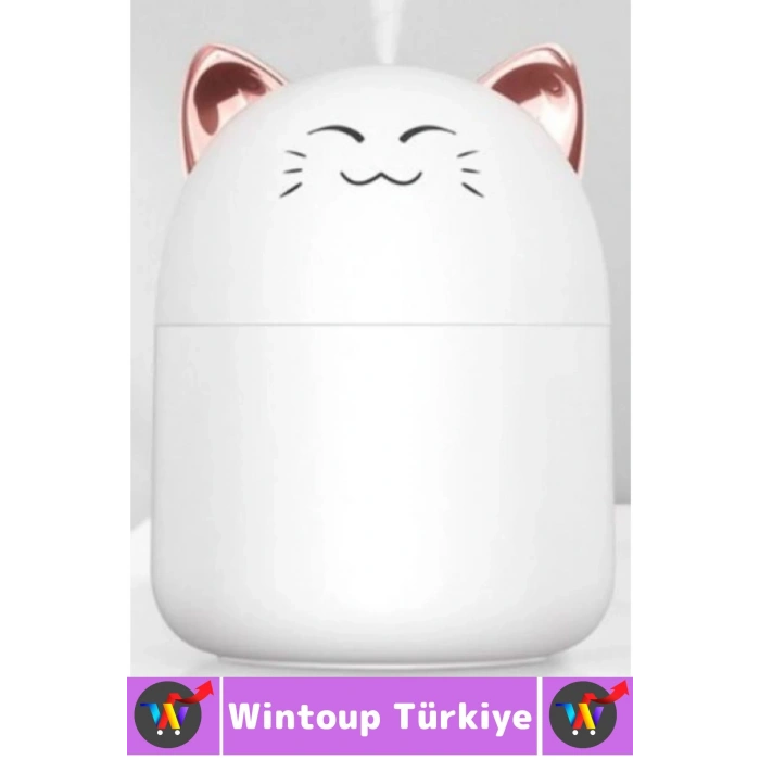 Portatif Sessiz Çalışır Şık Sevimli Kedi Tasarımlı Humidifier USB Şarjlı Oda Hava Nemlendirici 250ML