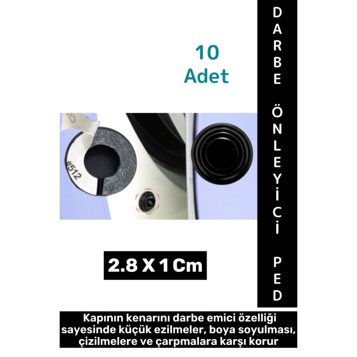 Kendinden Güçlü Yapışkanlı Çarpışma Aşınma Çizik Darbe Gürültü Önleyen Oto Kapı Koruyucu Ped 10 Adet