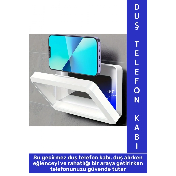 Kompakt Dayanıklı Güvenli Duvara Monte Duş Mutfak Buğu Yapmaz Su Geçirmez Pratik Telefon Kabı