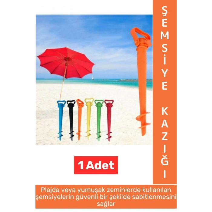 Dayanıklı Montaj Gerektirmez Kolay Kullanım Deniz Plaj Plastik Şemsiye Sabitleme Kazığı 41 X 16 Cm