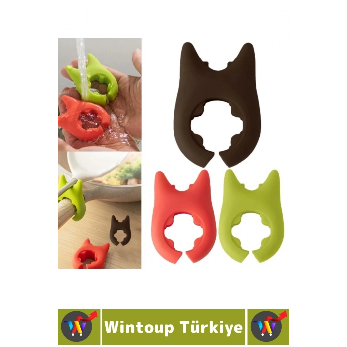 Yüksek Isıya Dayanklı Kaymaz Hijyenik Güvenli Pratik Spatula Çatal Tava Tencere Silikon Kaşık Tutucu