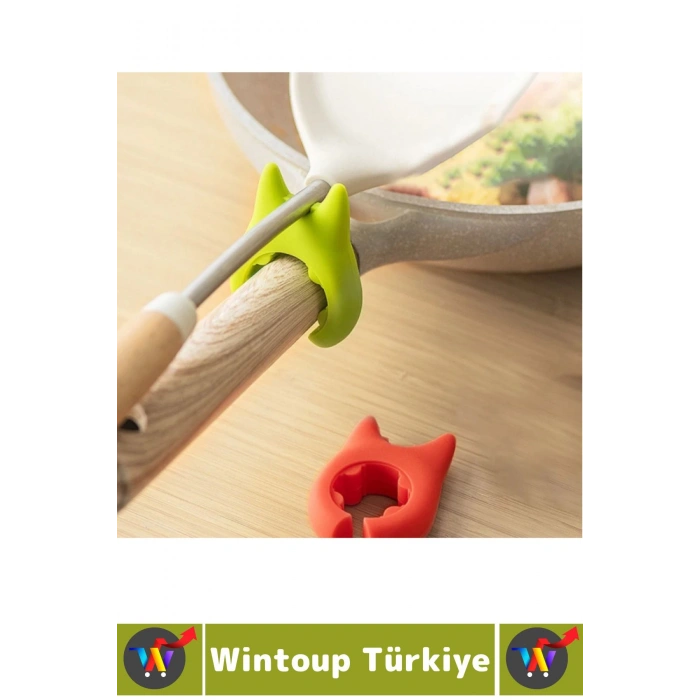 Yüksek Isıya Dayanklı Kaymaz Hijyenik Güvenli Pratik Spatula Çatal Tava Tencere Silikon Kaşık Tutucu