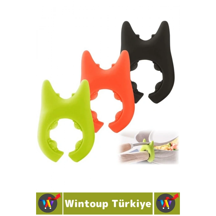 Yüksek Isıya Dayanklı Kaymaz Hijyenik Güvenli Pratik Spatula Çatal Tava Tencere Silikon Kaşık Tutucu