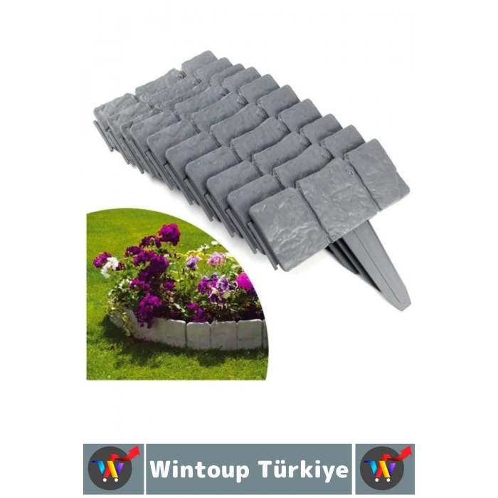 Dış Mekan Kolay Montaj Hava Koşullarına Dayanıklı Şık Estetik Doğal Taş Görünümlü Bahçe Çiti 5 Adet