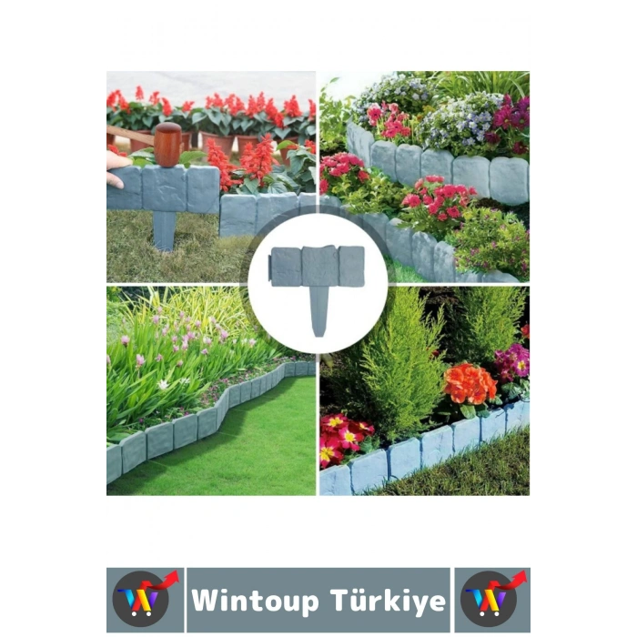 Dış Mekan Kolay Montaj Hava Koşullarına Dayanıklı Şık Estetik Doğal Taş Görünümlü Bahçe Çiti 10 Adet