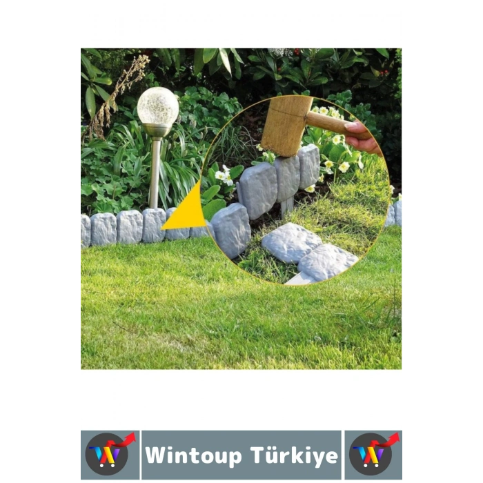 Dış Mekan Kolay Montaj Hava Koşullarına Dayanıklı Şık Estetik Doğal Taş Görünümlü Bahçe Çiti 10 Adet