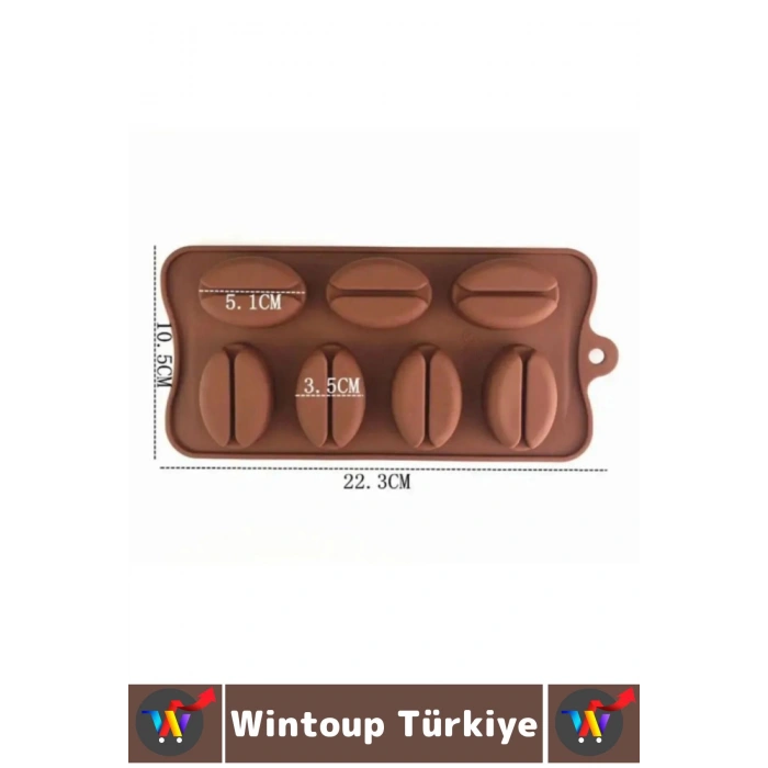Sıcak Soğuğa Dayanıklı Tatlı Çikolata Jelibon Şık Kahve Çekirdeği Şekilli Esnek Silikon Kalıp 2 Adet
