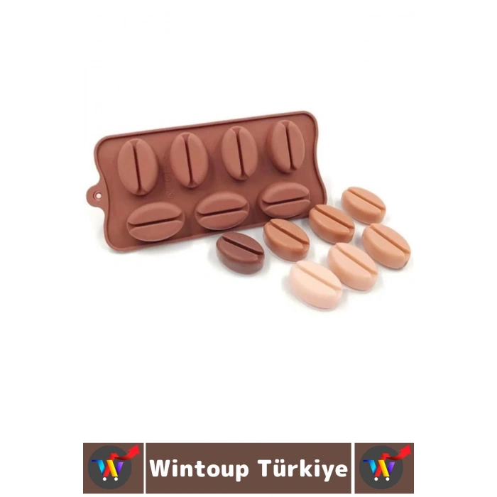Sıcak Soğuğa Dayanıklı Tatlı Çikolata Jelibon Çok Şık Kahve Çekirdeği Şekilli Esnek Silikon Kalıp