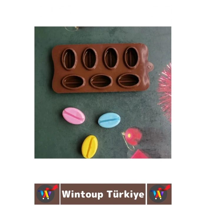 Sıcak Soğuğa Dayanıklı Tatlı Çikolata Jelibon Çok Şık Kahve Çekirdeği Şekilli Esnek Silikon Kalıp