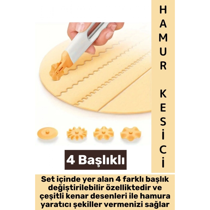 Dayanıklı Ergonomik Hamur Makarna Kurabiye Değiştirilebilir 4 Başlıklı Şekillendirici Hamur Kesici