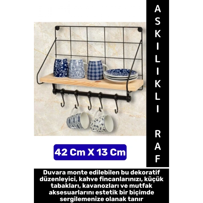 Dayanıklı Kolay Montaj Mutfak Kahve Köşesi Dolap Tezgah Üstü Düzenleyici Estetik Metal Askılıklı Raf