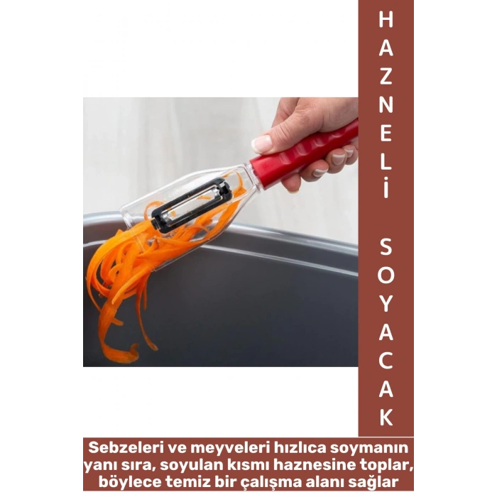 Ergonomik Sebze Meyve Soyacağı Kabukları İçinde Tutan Pratik Kolay Kullanım Hijyenik Hazneli Soyacak