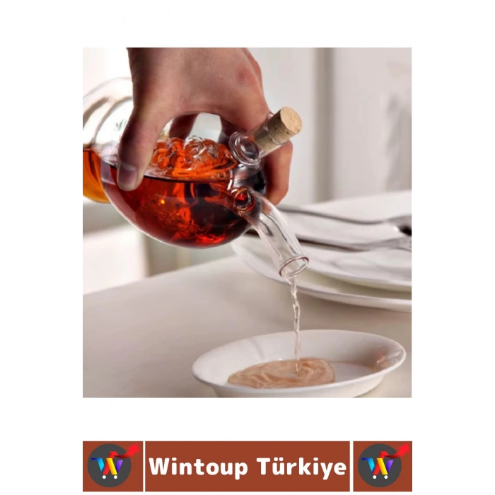 Yüksek Kaliteli Sızdırmaz Kapak Yağ Sirke Limon Karışmaz Tek Şişe 2 in 1 Şık Cam Yağdanlık Sirkelik