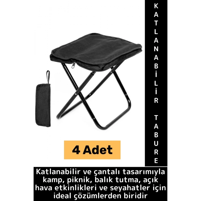 Premium Seyahat Kamp Piknik Balık Outdoor Dayanıklı Gövde Çanta Boy Katlanabilir Çanta Tabure 4 Adet