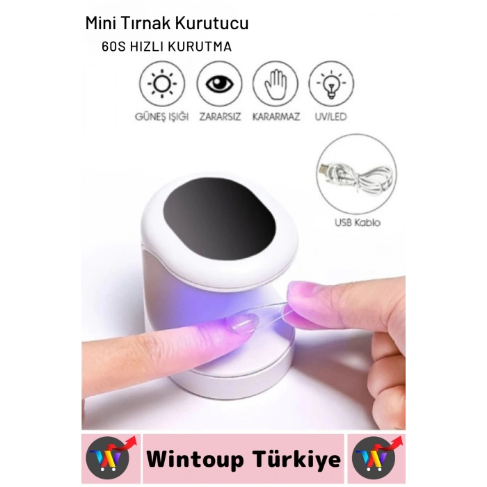 Yüksek Kaliteli Tırnak Oje Protez Tırnak 60 Saniye Hızlı Kurutma UV Led Işıklı Mini Tırnak Kurutucu