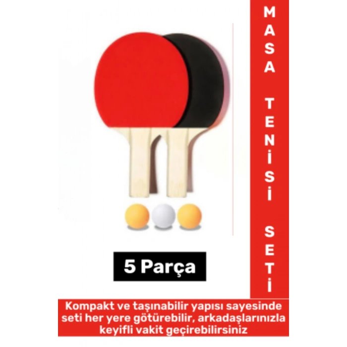 Ergonomik Dayanıklı Eğlenceli Çok Şık Renkli 2 Adet Raket 3 Adet Pinpon Topu Özel Masa Tenisi Seti
