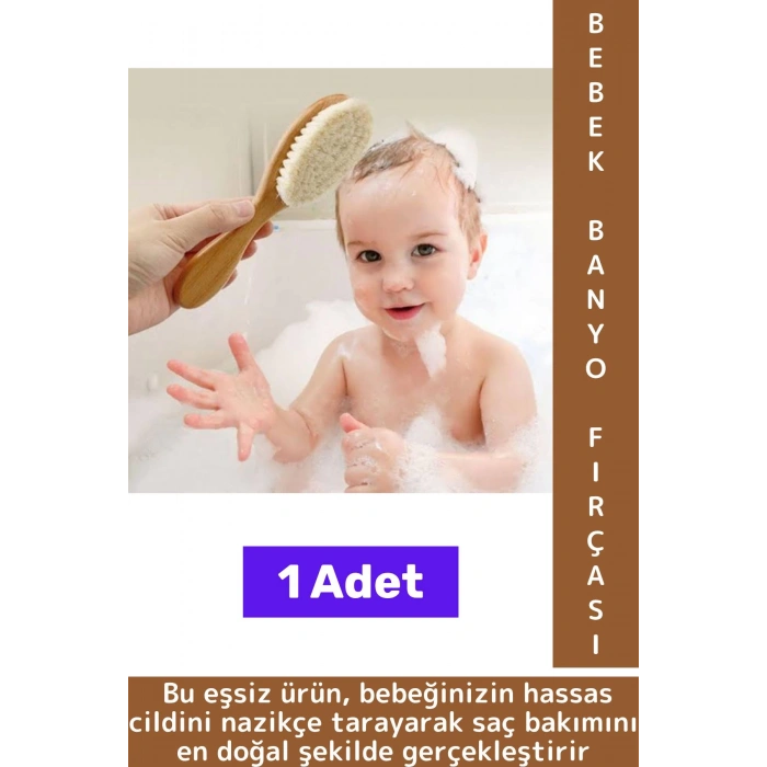 Bebek Hassas Cilt İçin Banyo Saç Bakım Tarak Fırça Organik Keçi Kılı Ahşap Saplı Bebek Banyo Tarağı