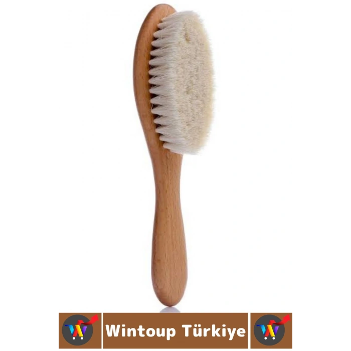 Bebek Hassas Cilt İçin Banyo Saç Bakım Tarak Fırça Organik Keçi Kılı Ahşap Saplı Bebek Banyo Tarağı