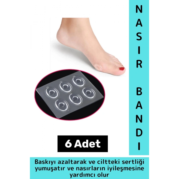 Gündelik Ayak Parmak Topuk Baskı Ağrı Rahatsızlık Sürtünme Azaltan Cilt Yumuşatan Nasır Bandı 6 Adet