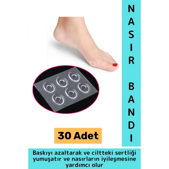 Gündelik Ayak Parmak Topuk Baskı Ağrı Rahatsızlık Sürtünme Azaltan Cilt Yumuşatan Nasır Bandı 30 Adt