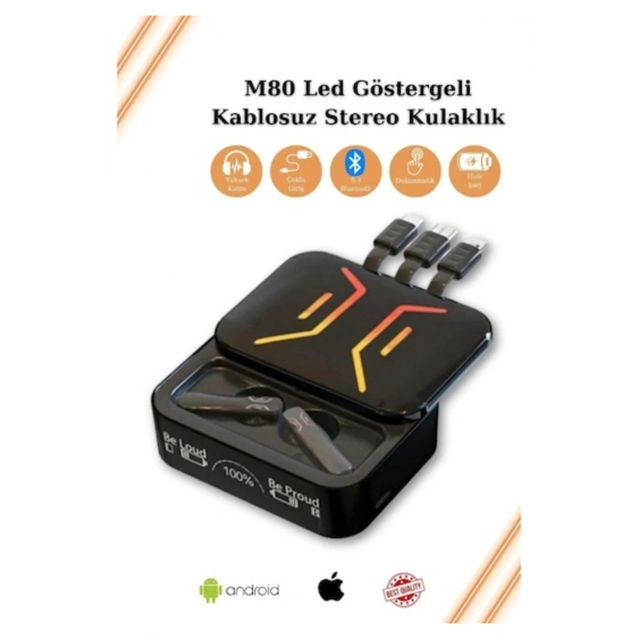 GENERAL MOBİLE GM 24 PRO Uyumlu M80 Powerbank ve Anc özellikli bluetooth kulaklık