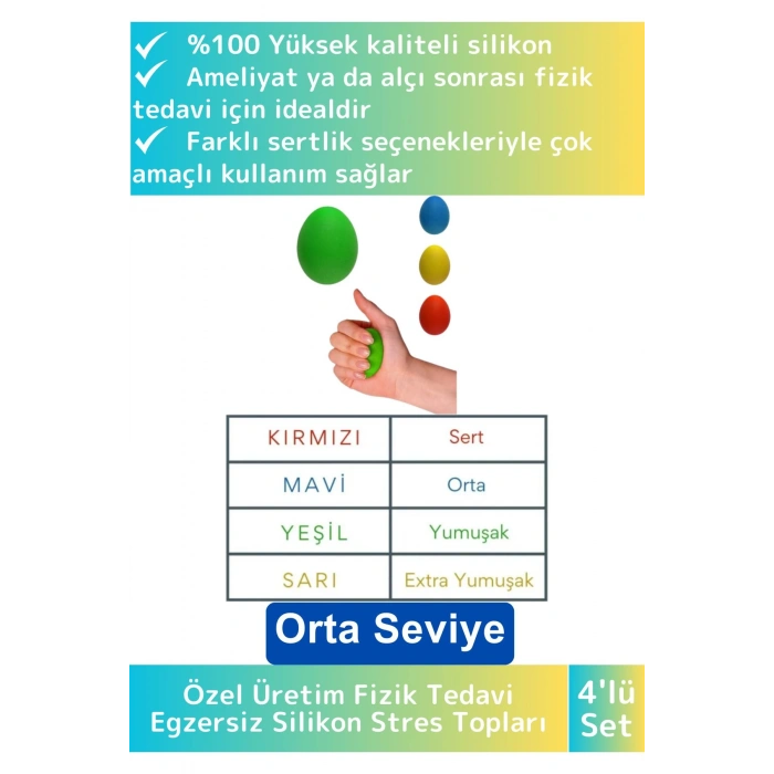 Özel Üretim Silikon Fizik Tedavi Egzersiz Stres Topları El Bilek Parmak Güçlendirme Topları 4lü Set