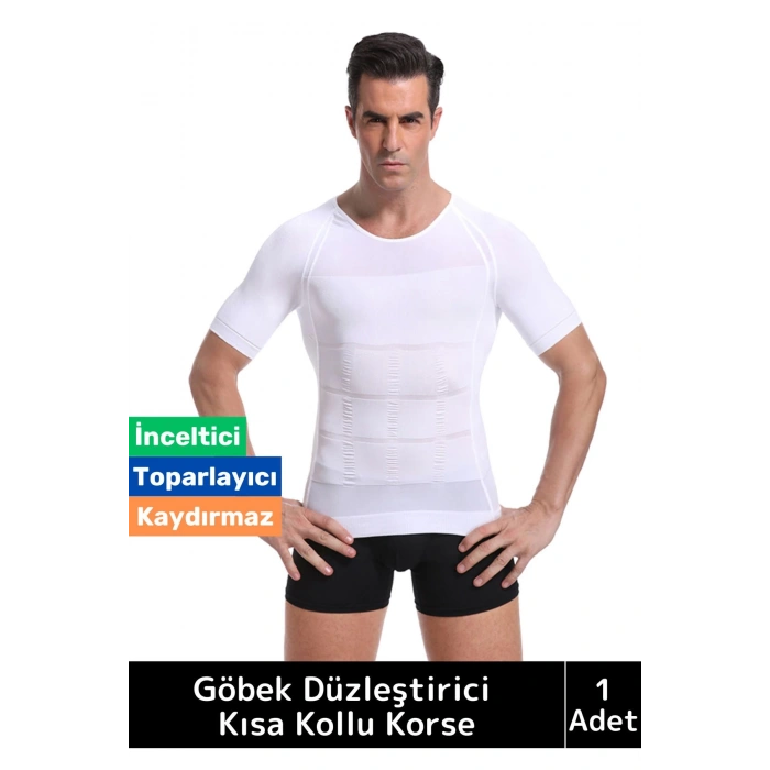 Özel Dik Duruş Jinekomasti Bel Göğüs Göbek Toparlayıcı Sıkılaştırıcı Etki Yuvarlak Yaka Erkek Korse