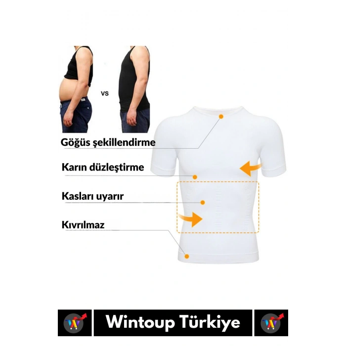 Özel Dik Duruş Jinekomasti Bel Göğüs Göbek Toparlayıcı Sıkılaştırıcı Etki Yuvarlak Yaka Erkek Korse