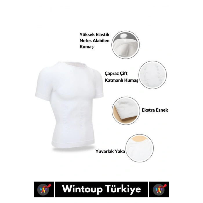 Özel Dik Duruş Jinekomasti Bel Göğüs Göbek Toparlayıcı Sıkılaştırıcı Etki Yuvarlak Yaka Erkek Korse