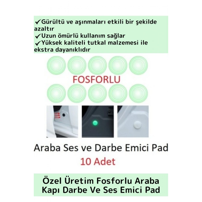 Özel Üretim Uzun Ömürlü Oto Araç Otomobil Gürültü Darbe Çizilme Önleyici Fosforlu Koruyucu Ped 10lu