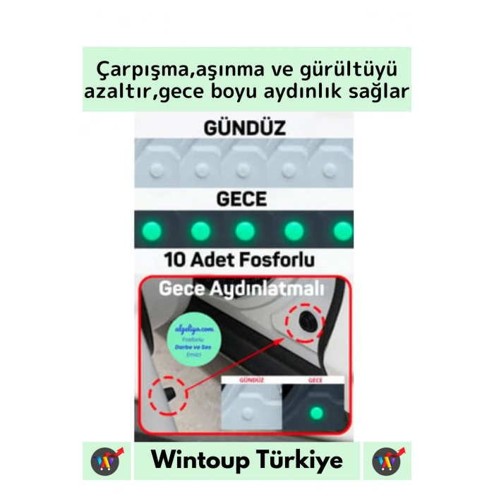 Özel Üretim Uzun Ömürlü Oto Araç Otomobil Gürültü Darbe Çizilme Önleyici Fosforlu Koruyucu Ped 10lu