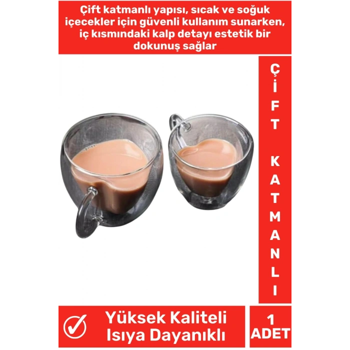 Özel Üretim Yüksek Kaliteli Isıya Dirençli Dekoratif Şık Kalp Şeklinde Borosilikat Cam Bardak