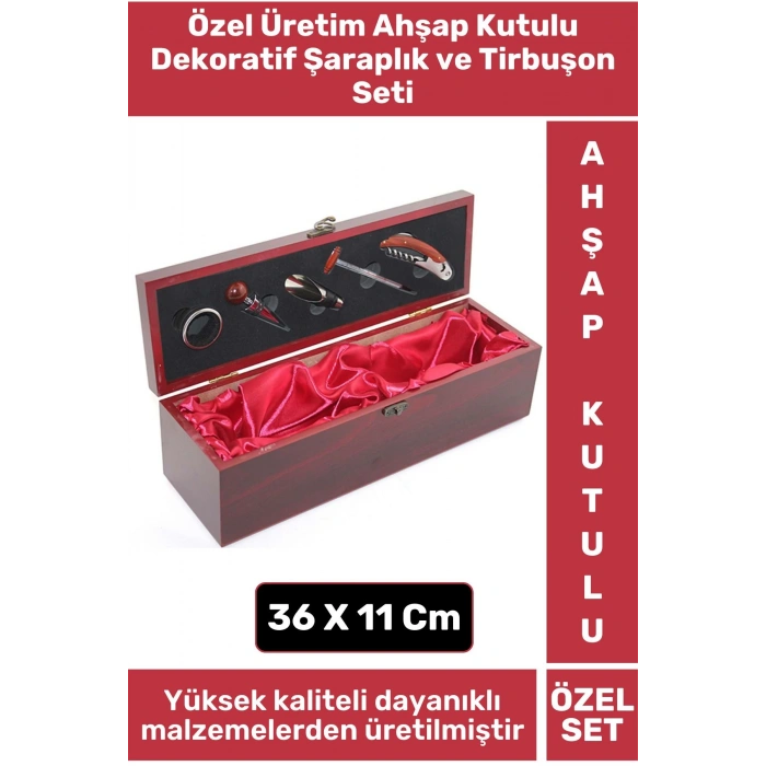 Özel Üretim Yüksek Kaliteli Şarap Şişesi Açacağı Çok Fonksiyonlu Ahşap Kutulu Şaraplık Tirbuşon Seti