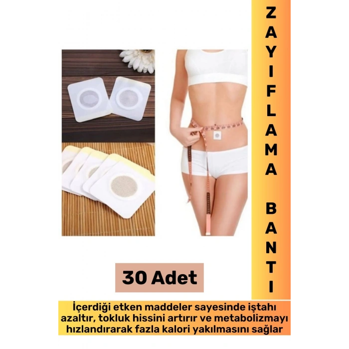 Metabolizma Hızlandıran İştah Azaltıcı Tokluk Hissi Veren Kalori Yaktıran Göbek Bandı 30 Adet
