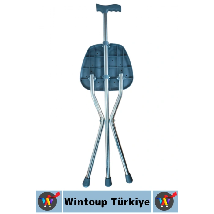 Dayanıklı Kompakt Yaşlı Yürüme Zorluğu Çekenler İçin Seyahat Toplu Taşıma Yürüyüş Oturaklı Baston