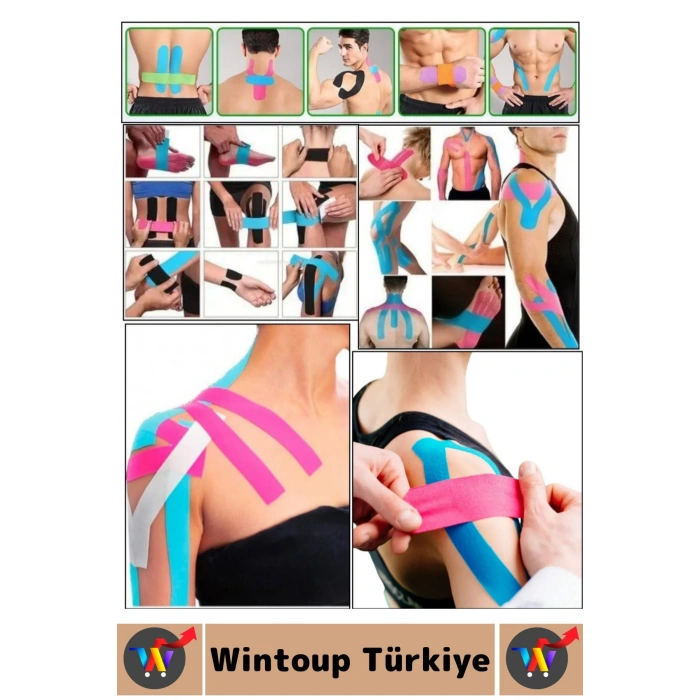 Hızlı Etkili Kas Eklem Bel Bacak Kol Boyun Sırt Omuz Karın Kalça Kinezyo Ağrı Bandı 2.5 Cm X 5 Metre