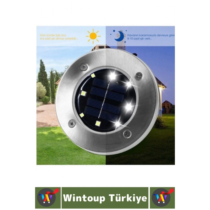 Premium Suya Dayanıklı Çim Zemin Bahçe Peyzaj 8 Ledli Kazıklı Solar Güneş Enerjili Aydınlatma 8 Adet