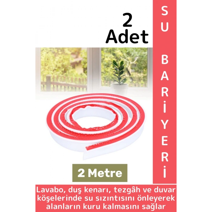 Uzun Ömürlü Lavabo Duş Kenarı Su Sızıntısı Önleyen Kendinden Yapışkanlı Su Bariyeri 2 Metre X 2 Adet