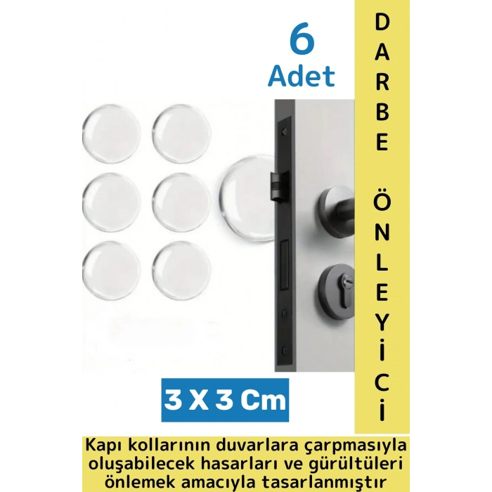 Şık Tasarım Mobilya Kapı Kolu Darbesi Kapı Durdurucu Gürültü Darbe Emici Şeffaf Silikon Ped 6 Adet