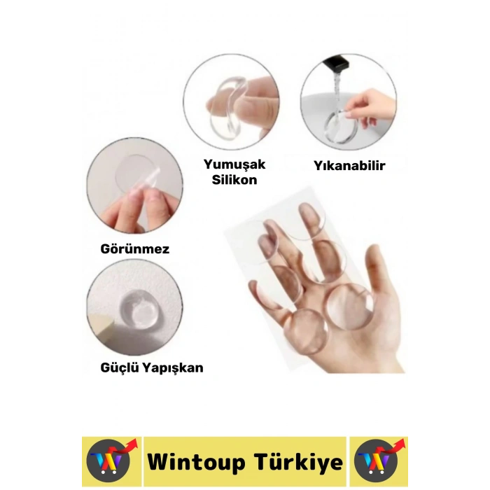 Şık Tasarım Mobilya Kapı Kolu Darbesi Kapı Durdurucu Gürültü Darbe Emici Şeffaf Silikon Ped 6 Adet