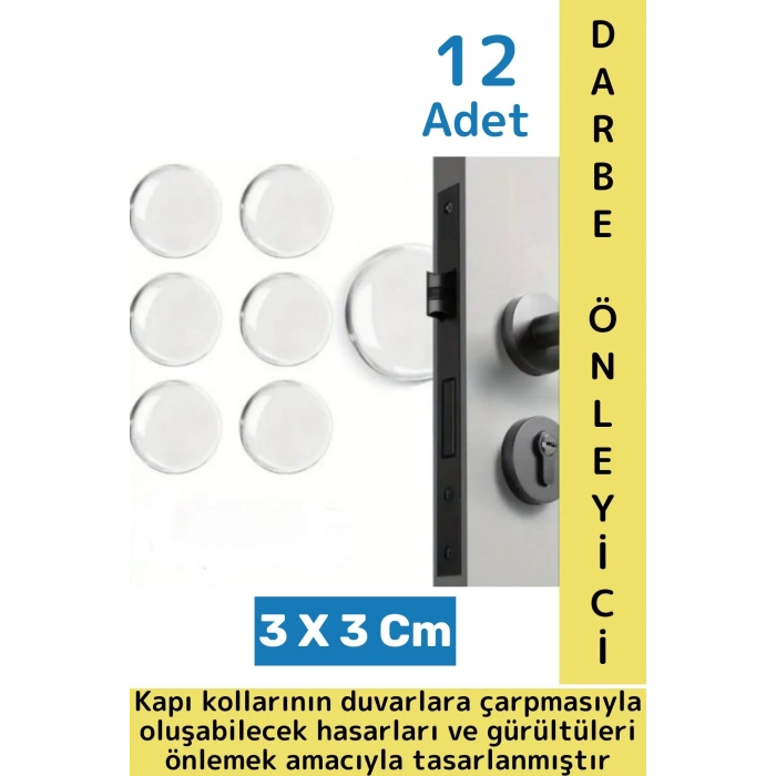 Şık Tasarım Mobilya Kapı Kolu Darbesi Kapı Durdurucu Gürültü Darbe Emici Şeffaf Silikon Ped 12 Adet