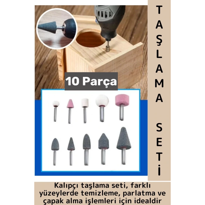 Dayanıklı Atölye Tamir Metal Ahşap Plastik Parlatma Temizleme Çapak Alma Kalıpçı Taşlama Seti 10 Prç
