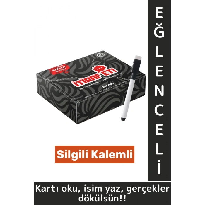 Eğlenceli Arkadaş Grup Tatil Yılbaşı Silgili Kalemli Cesur Brutal İtiraf Oyunu 45 Kart