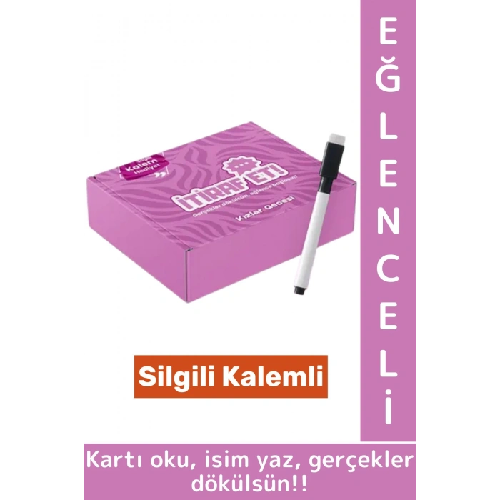 Eğlenceli Arkadaş Grup Tatil Yılbaşı Silgili Kalemli Kız Kızlar Gecesi Cesur İtiraf Oyunu 45 Kart