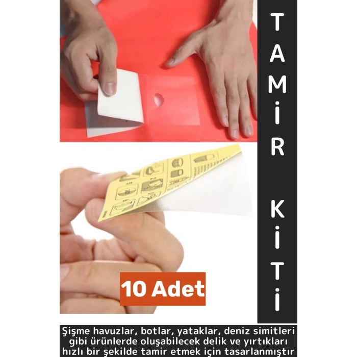 Yüksek Kaliteli Yapışkan Şişme Havuz Simit Yatak Bot Su Altı Şişme Ürün Onarım Tamir Yama Kit 10 Adt