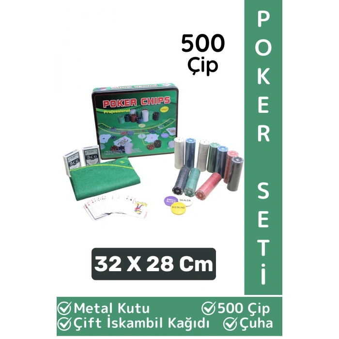 Luxery Blackjack Texas Holdem Casino 500 Poker Çipi Çift İskambil Kağıdı Metal Kutu Poker Oyunu Seti