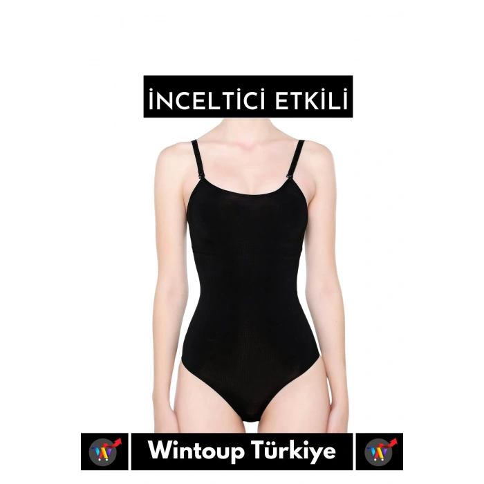 Özel Lazer Kesim İz Göstermez Toparlayıcı Askılı Çıtçıtlı Push UP Slip Body Zıbın Korse