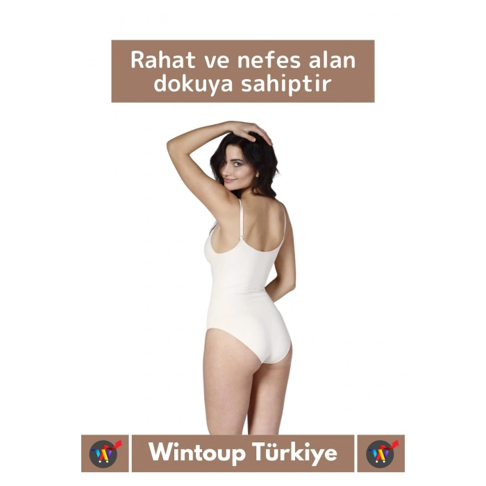 Özel Lazer Kesim İz Göstermez Toparlayıcı Askılı Çıtçıtlı Push UP Slip Body Zıbın Korse