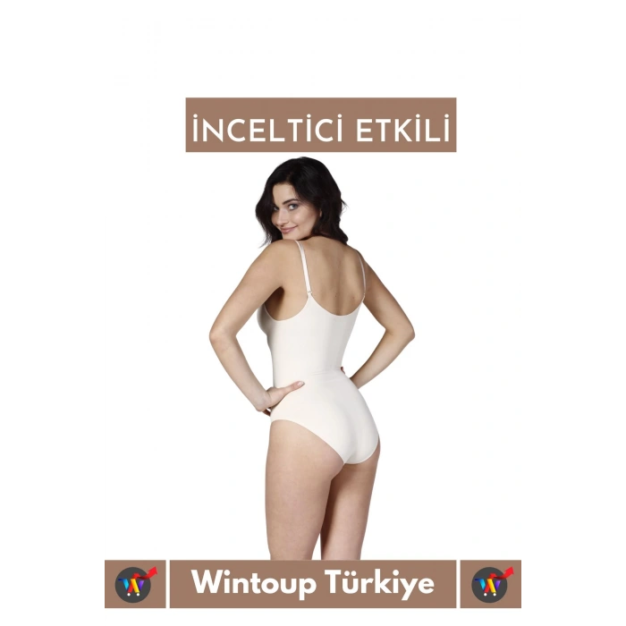 Özel Lazer Kesim İz Göstermez Toparlayıcı Askılı Çıtçıtlı Push UP Slip Body Zıbın Korse